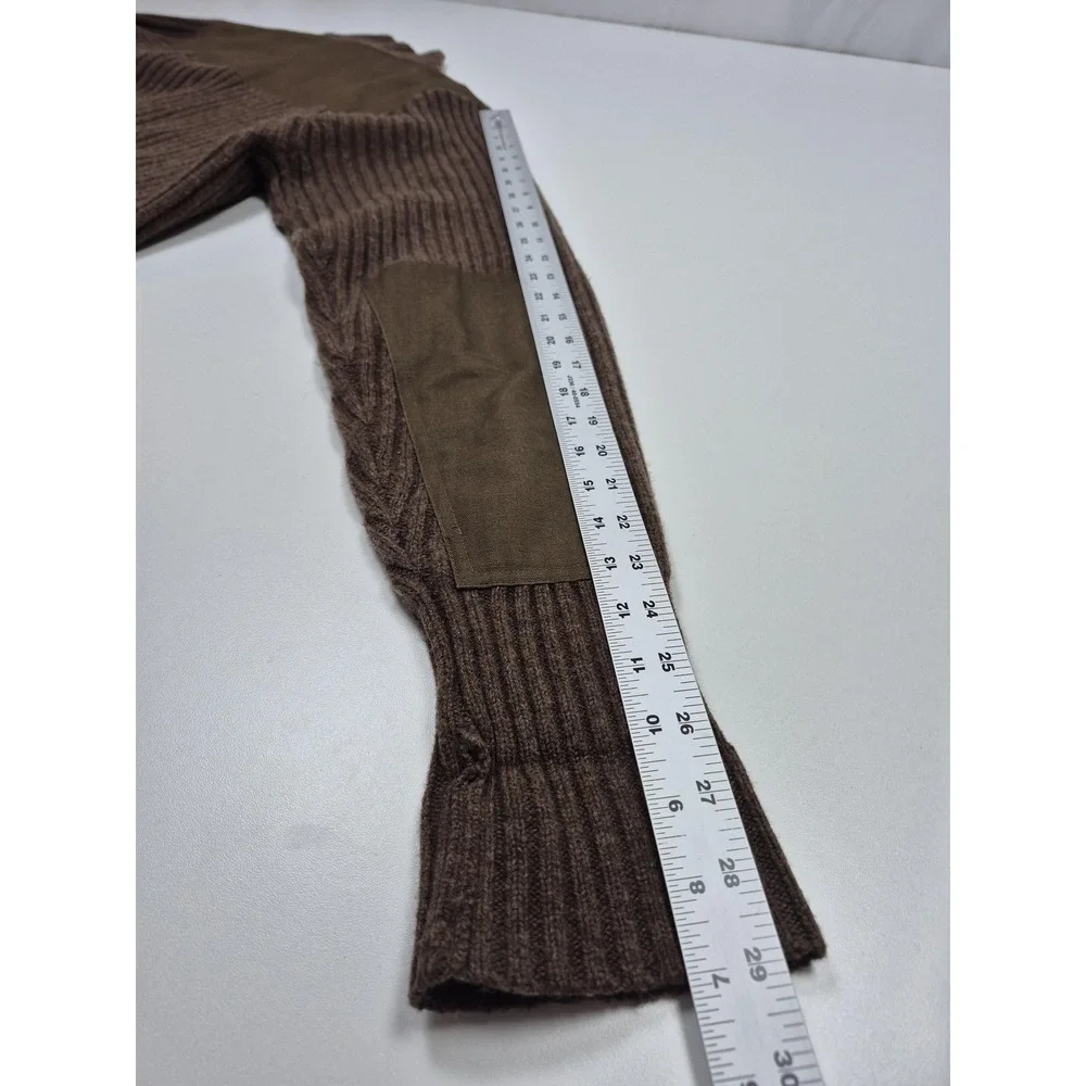 L.L. Bean Commando Sweater Men's Large Brown Merino Wool Full Zip Mock Neck